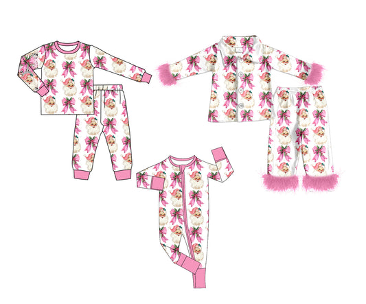 25.6.4 custom each style moq 5eta 4-6week Sibling Sisters Christmas bow pink baby girl long sleeve pants sets 1 and sets 2 and romper match family design