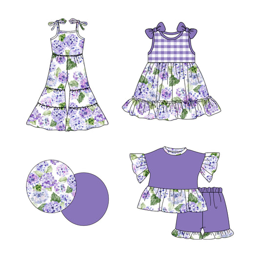 2.19 custom each style moq 5eta 4-6week Sibling Sister floral baby girl sets and dress and jumpsuit match family design