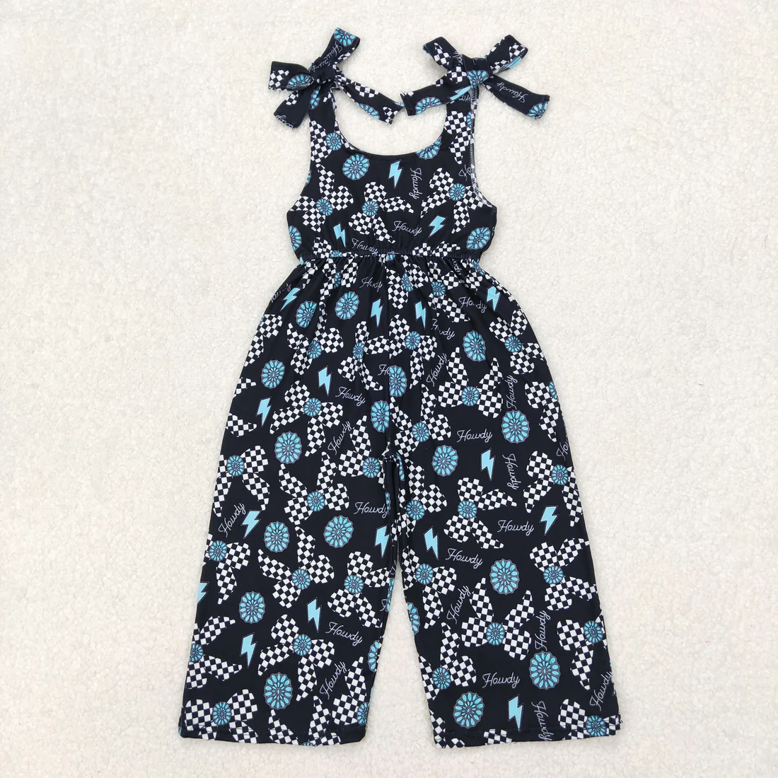 RTS NO MOQ Sibling baby girl clothes matching western suspender jumpsuits