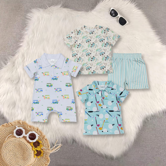 Sibling Sibling Baby boys girls clothes golf Summer short sleeve shorts Sets rompers top