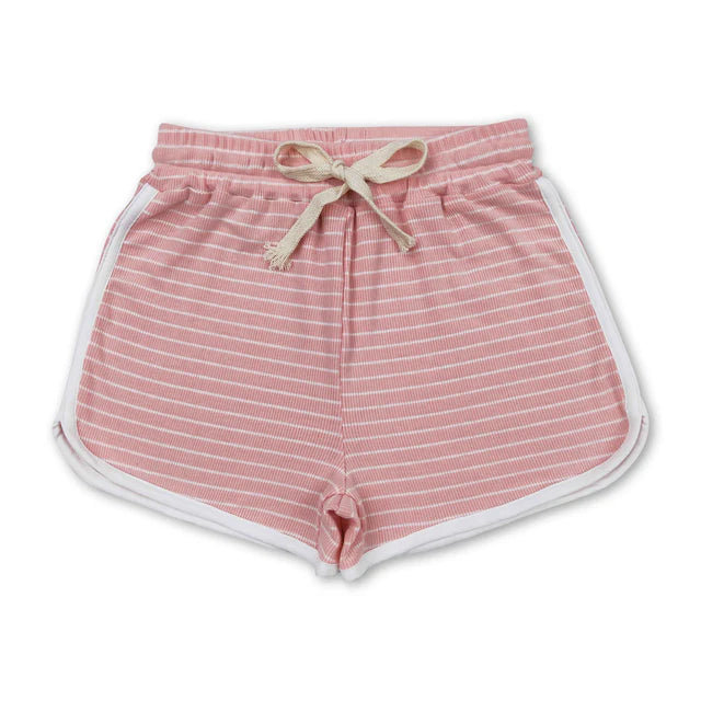 RTS NO MOQ Sibling Baby Girls Stripes Summer Sports Design Shorts