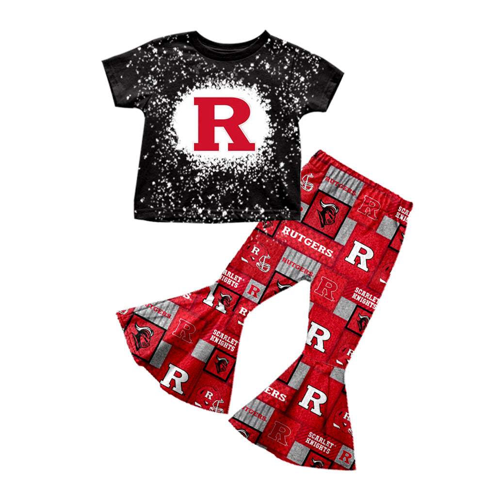 baby girl clothes team R black top red pants toddler girl summer outfit