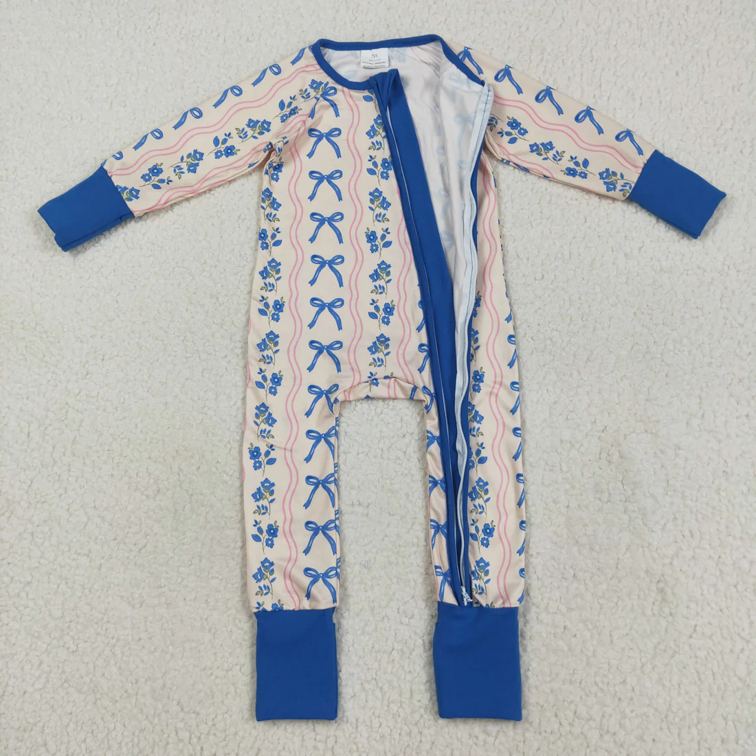 RTS NO MOQ Sibling Baby boy girls clothes bow long-sleeve rompers