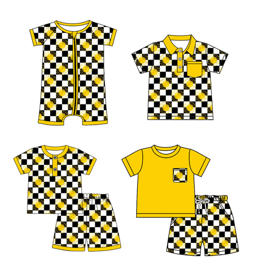 3.25 custom each style moq 5eta 4-6week Sibling Sister sun baby girl sets 1 and sets 2 and boy rompers and top match family design