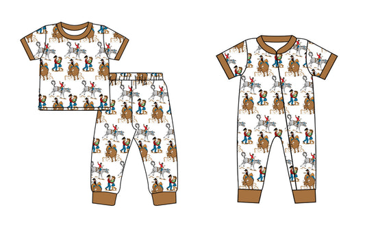 12.16 custom each style moq 5eta 4-6week Sibling Sister riding horse baby girls short sleeve sets and rompers match design