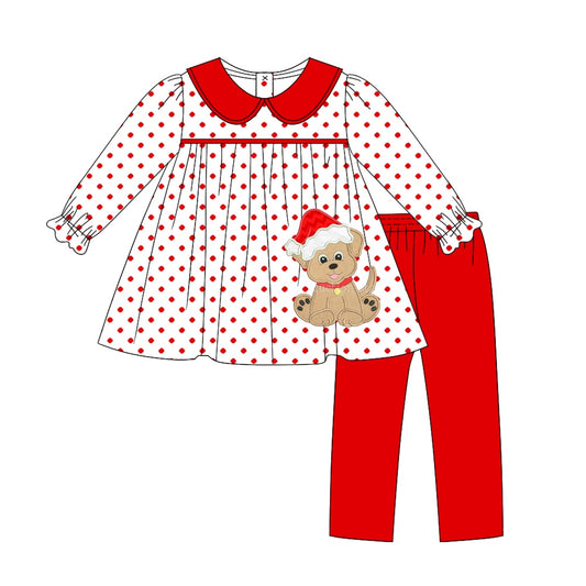 6.4 custom each style moq 5eta 4-6week Sibling Sister Christmas red dot baby girls outfits and dress match family design