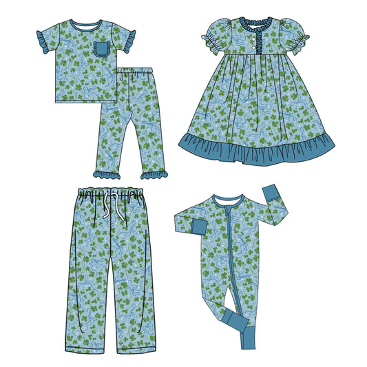 25.10.20 custom each style moq 5 eta 6-8week Sibling Sister bow baby short sleeve pants sets and romper and dress and adult pants match design