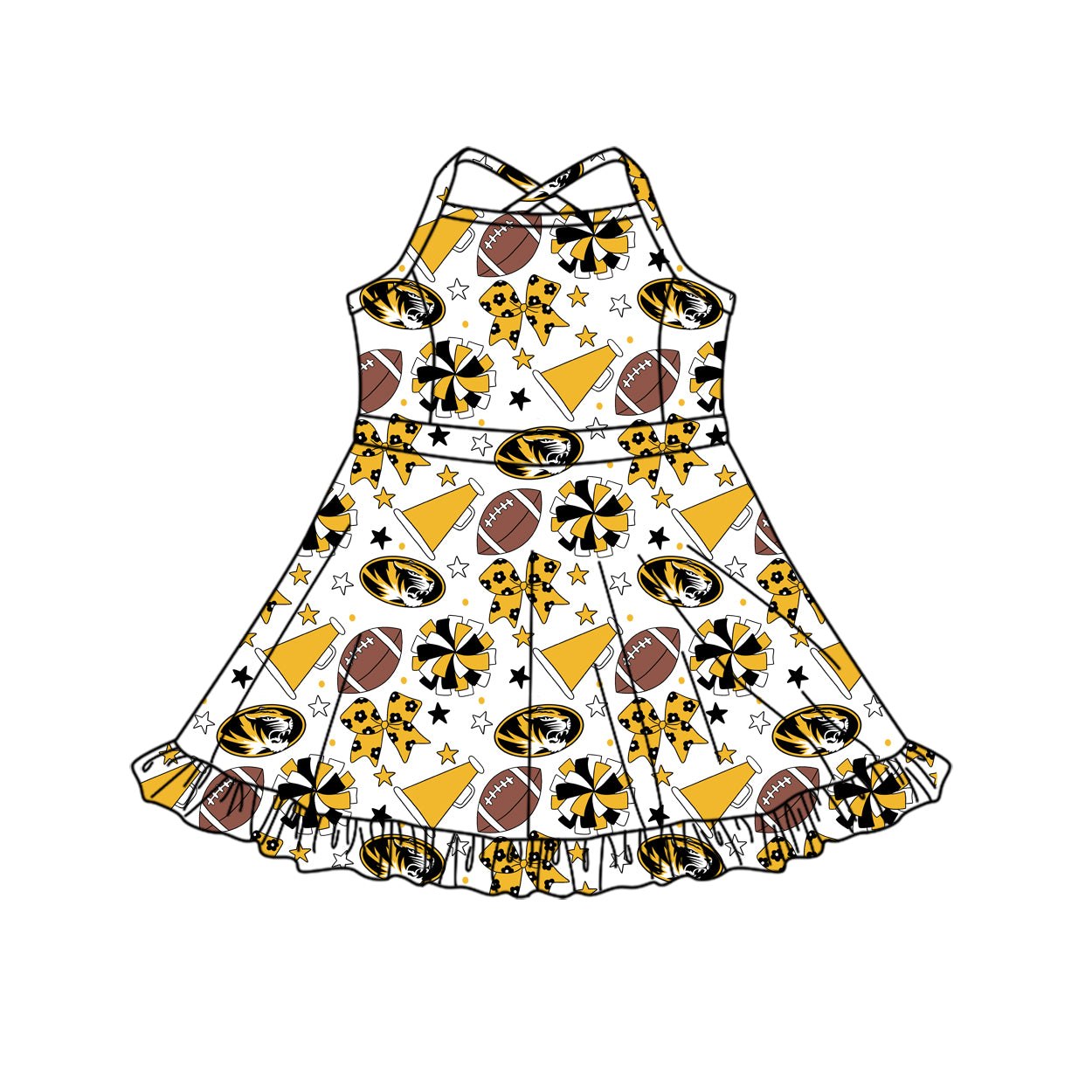 Custom moq 5 mix size milk silk summer teams Baby Girls Strap Stars Bows Yoga Ruffle Knee Length Dresses Activity Wear Cute Fashionable Kids Clothing