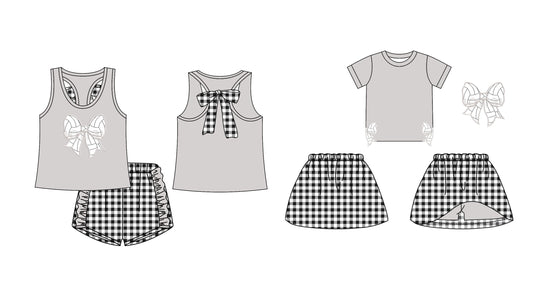 12.18 custom each style moq 5eta 4-6week Sibling Sister bow baby girl short sleeve shorts sets and dresses match design