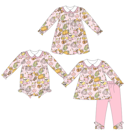 25.5.16 custom each style moq 5eta 4-6week Sibling Sisters turkey baby girl long sleeve pants sets and dress and rompers match family design