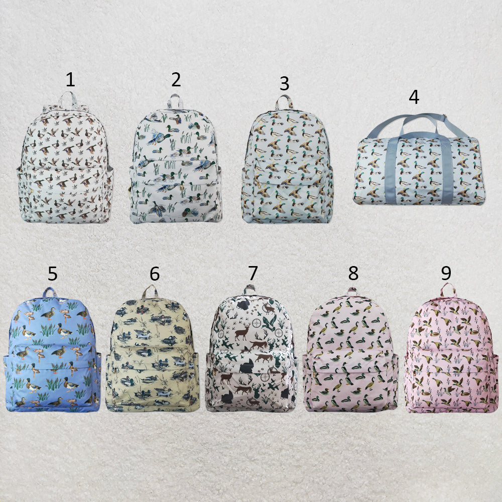 RTS NO MOQ Sibling Bags Duck Print Grey Back To School Backpack Ducks Hunting Gym Bags