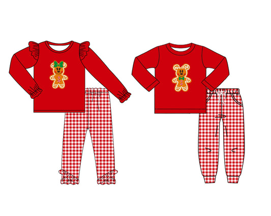 25.6.19 custom each style moq 5eta 4-6week Sibling Sisters Christmas red baby girl long sleeve pants sets 1 and sets 2 match family design