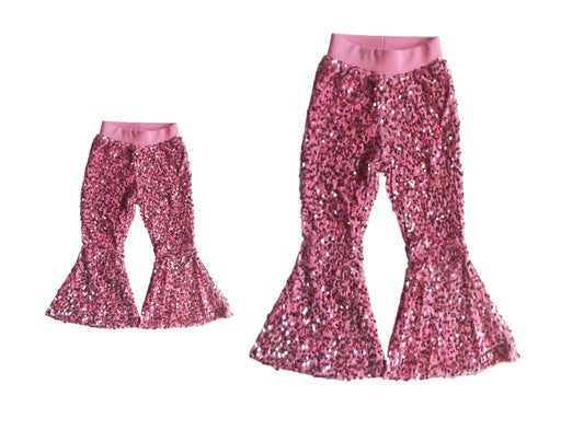 7.4 custom each style moq 5eta 4-6week pink sequined kids pants and adult pants