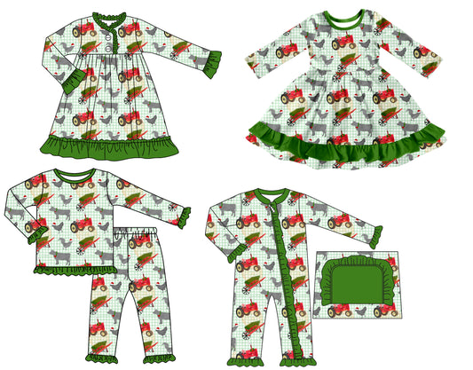 25.7.3 custom each style moq 5 eta 4-6week Sibling Sisters Christmas baby girl long sleeve pants sets and romper and dress 1 and dress 2 match family design