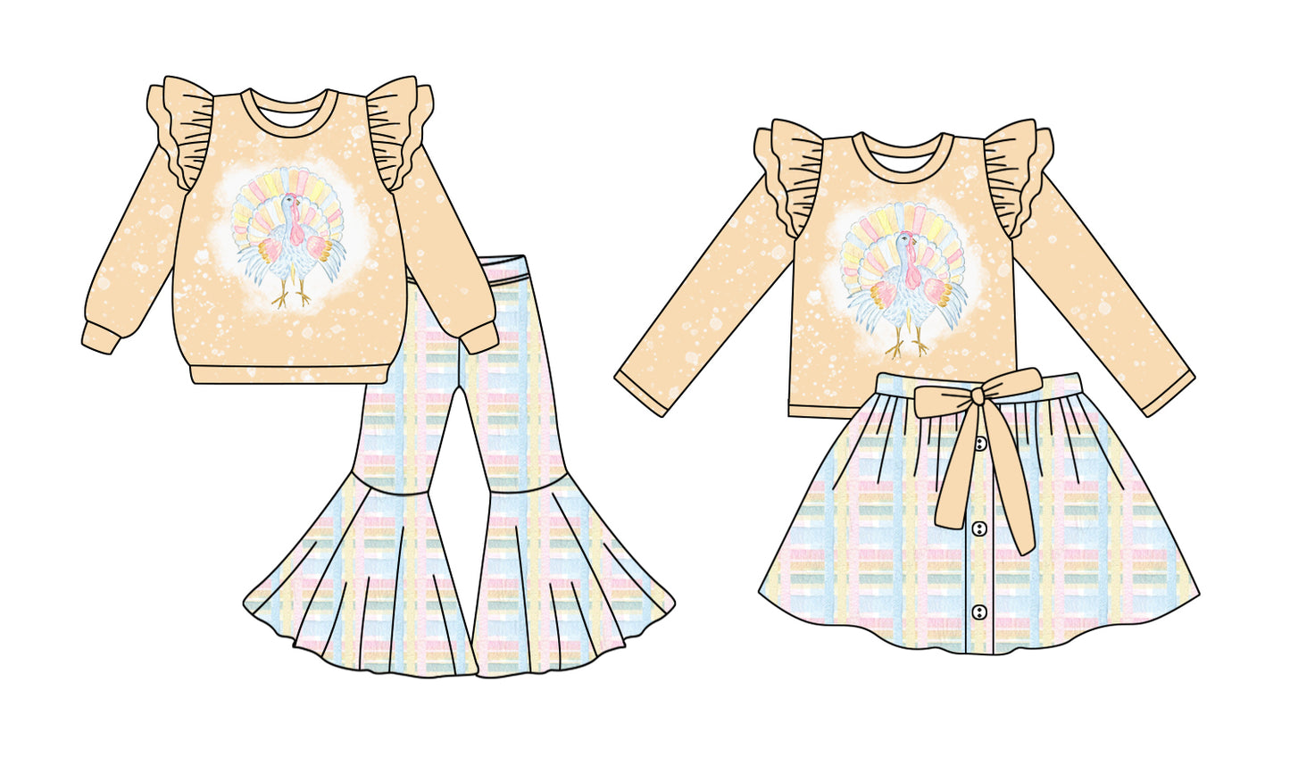 25.5.26 custom each style moq 5eta 4-6week Sibling Sisters turkey baby girl long sleeve pants sets and dress match family design