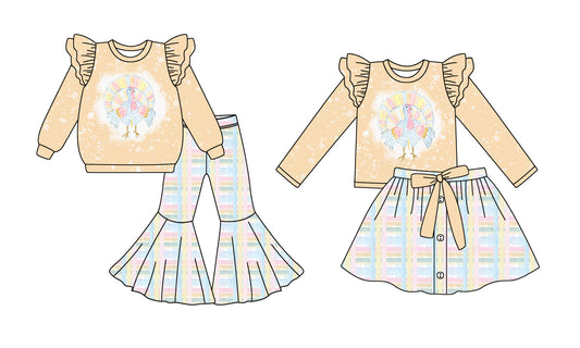 25.5.26 custom each style moq 5eta 4-6week Sibling Sisters turkey baby girl long sleeve pants sets and dress match family design