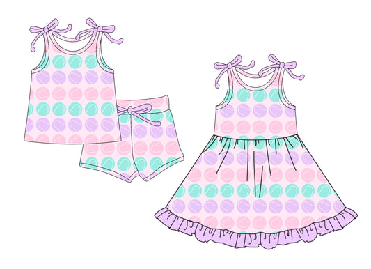 4.1 custom each style moq 5eta 4-6week Sibling Sister baby girl short sleeve shorts sets and dresses match design