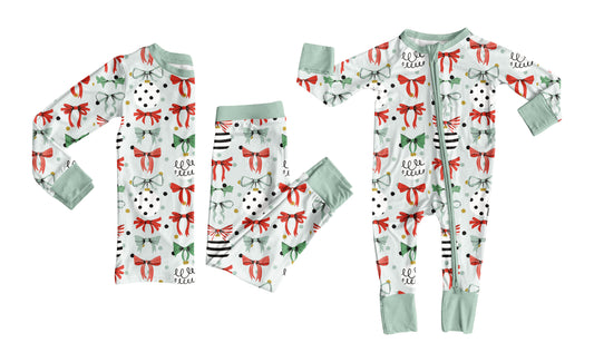 25.6.18 custom each style moq 5eta 4-6week Sibling Sisters Christmas bow baby boy long sleeve pants sets and rompers match family design
