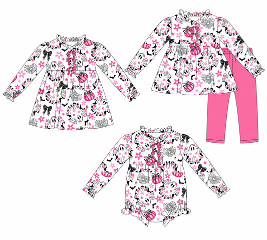 25.7.21 custom each style moq 5eta 4-6week Sibling Sisters pumpkin baby girl long sleeve pants sets and dress and rompers match family design