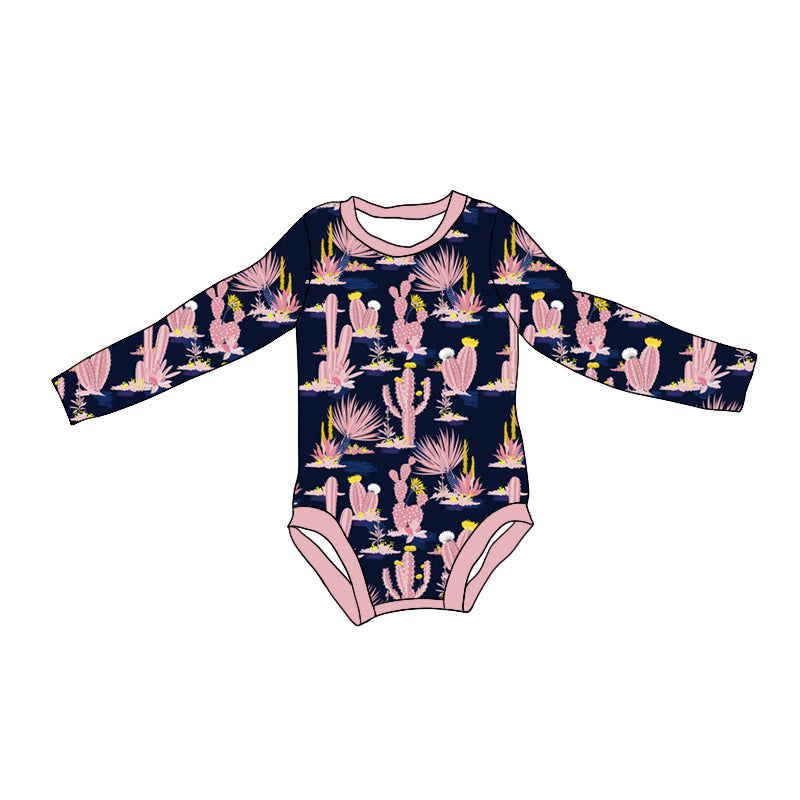 8.31 custom each style moq 5 eta 4-6week baby girls clothes catcus pink long sleeve romper