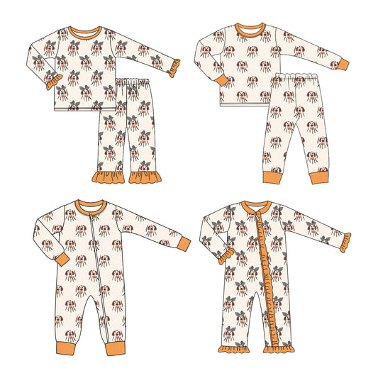 25.6.13 custom each style moq 5eta 4-6week Sibling Sisters Halloween baby girl long sleeve pants sets 1 and sets 2 and romper 1 and romper 2 match family design
