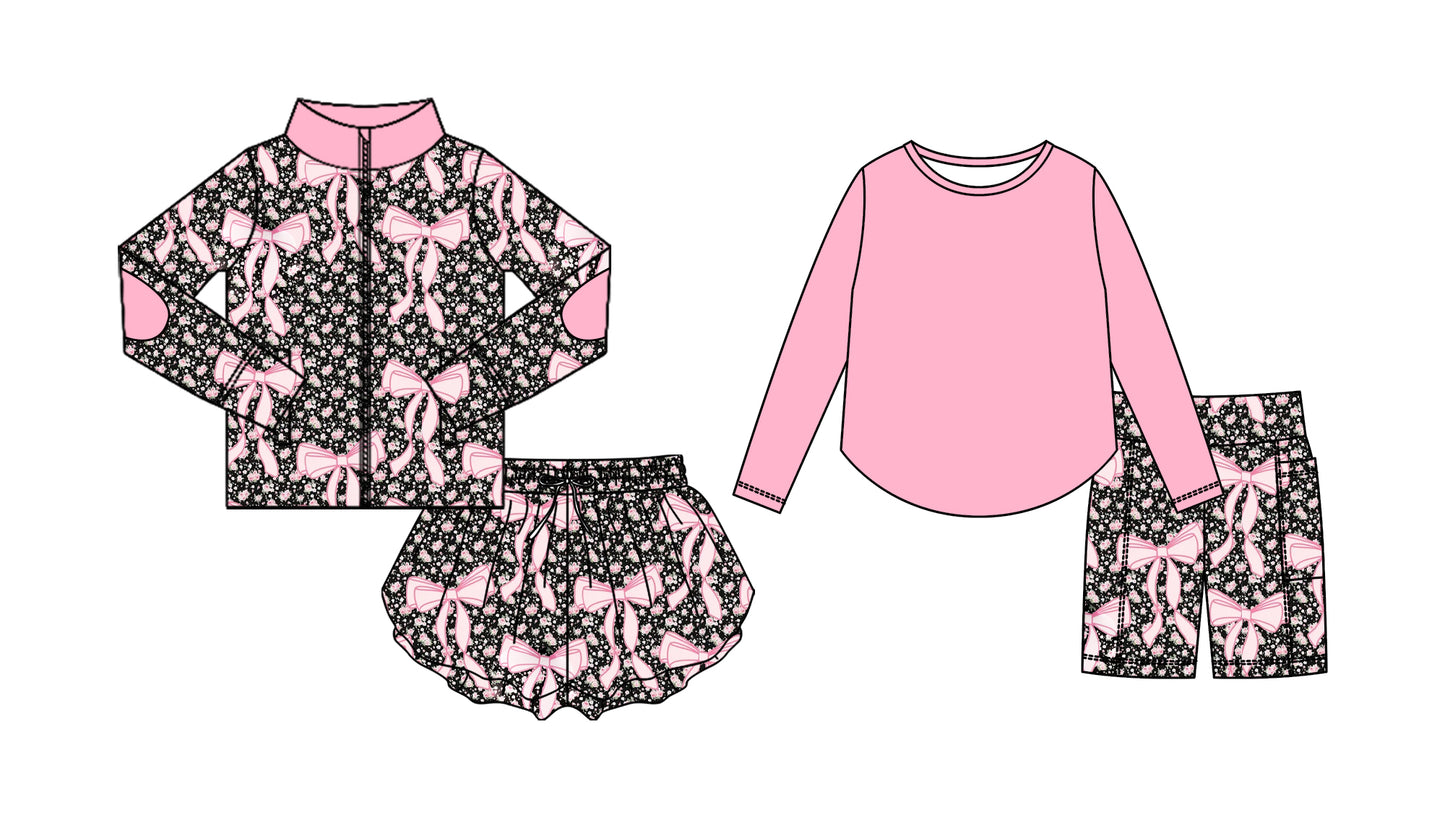 25.9.6 custom each style moq 5eta 4-6week Sibling Sisters bow baby girl long sleeve shorts sets and skirts sets match family design