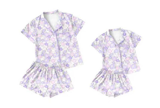 25.10.3 custom each style moq 5eta 4-6week Sibling Sister floral baby short sleeve shorts sets and adult set match design
