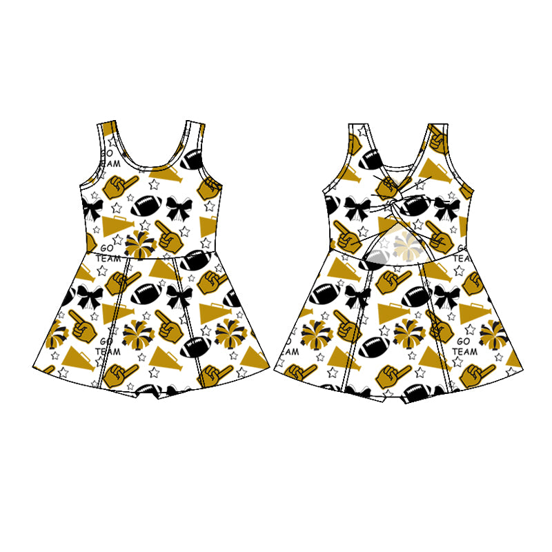 Custom moq 5 each style summer teams baby girls clothes team khaki hooded long sleeve tops and short sleeve top and dress and shorts-25.6.12