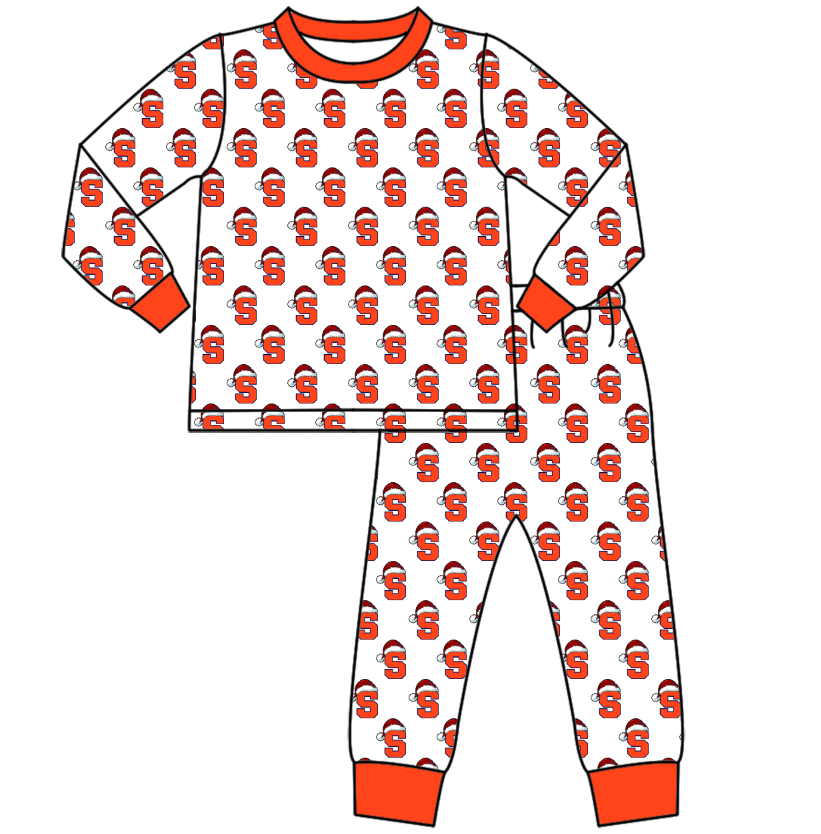 Custom moq 5 tat about 6-8 weeks  Christmas hat S team orange long-sleeved trousers pajamas
