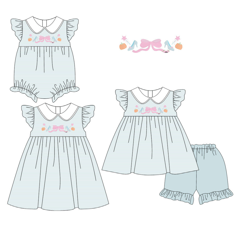 1.16 custom each style moq 5eta 4-6week Sibling Sisters bow baby girl short sleeve shorts sets and dress and rompers match family design