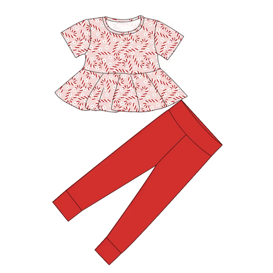 Custom moq 5 mix size milk silk summer baby girl clothes Christmas short sleeve pants sets-25.8.15