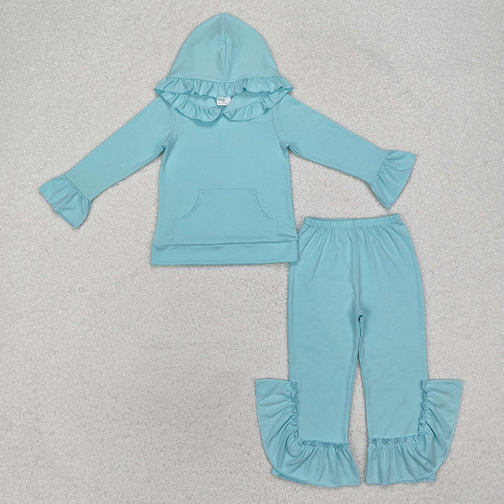RTS NO MOQ Baby Girls Clothes Lace Hooded long-sleeved pants set