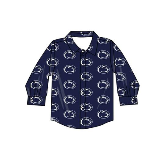 Custom moq 5 mix size milk silk summer teams baby boys clothes team sport team dark blue long sleeve top-25.7.15