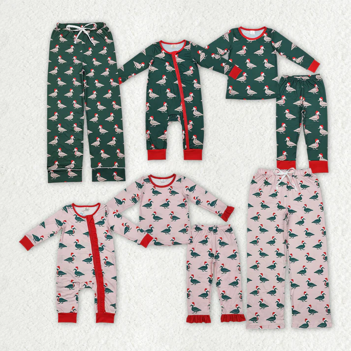 RTS NO MOQ Family Children Adults Christmas Ducks Bamboo Pajamas Sets