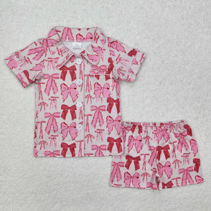 RTS NO MOQ baby girls Clothes short sleeve shorts pajamas Sets