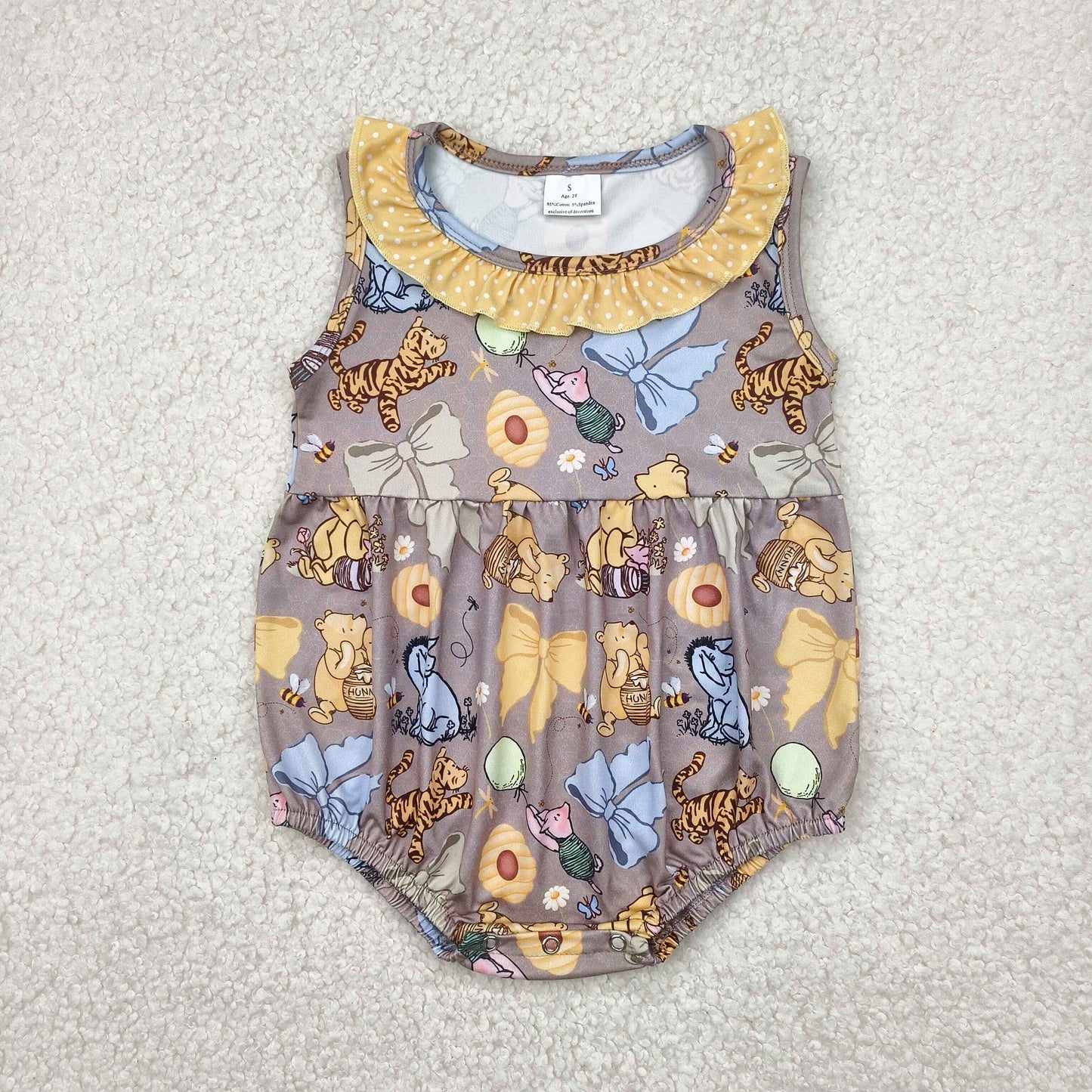 RTS NO MOQ SR2963 Cute Clothes Baby Girls Animal Sleeveless Ruffle Romper