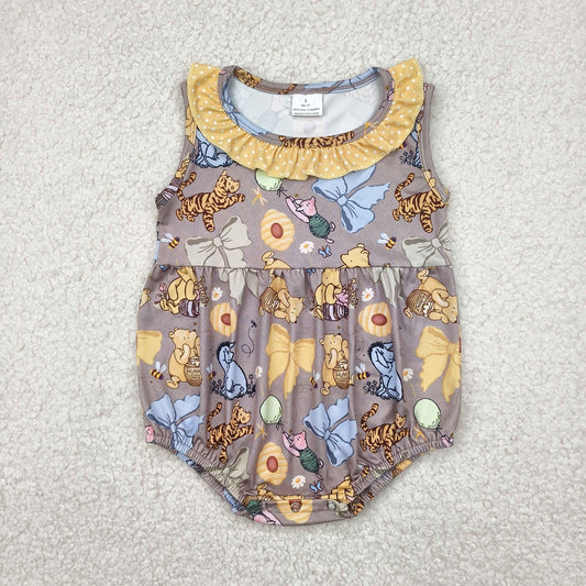 RTS NO MOQ SR2963 Cute Clothes Baby Girls Animal Sleeveless Ruffle Romper
