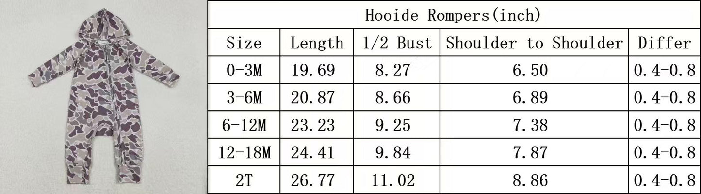 RTS NO MOQ（In Stock ) LR2826 Camouflage Brown-Green Hooded Zipper Long-Sleeved Jumpsuit