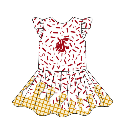 custom moq 3 eta 6-7weeks baby girls clothes team flying Sleeves Dress
