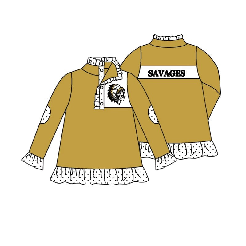 Savages  Black and gold baby girl clothes team toddler girl summer top