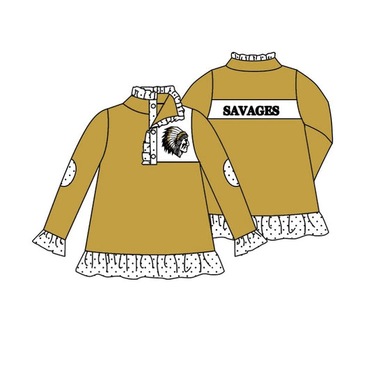 Savages  Black and gold baby girl clothes team toddler girl summer top