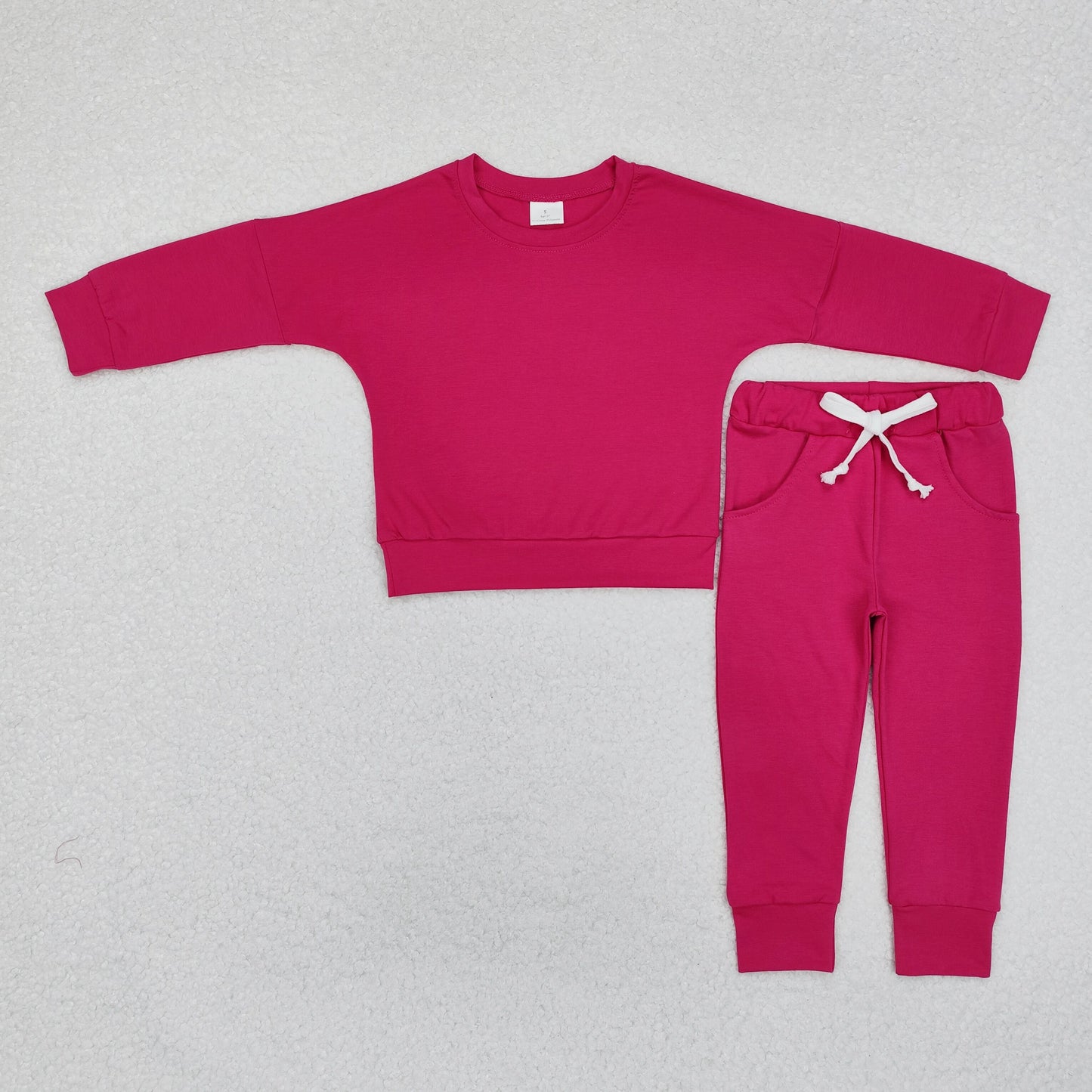 RTS NO MOQ ETA 5/7days Arrived GLP2248 Pure rose red long-sleeved trousers set