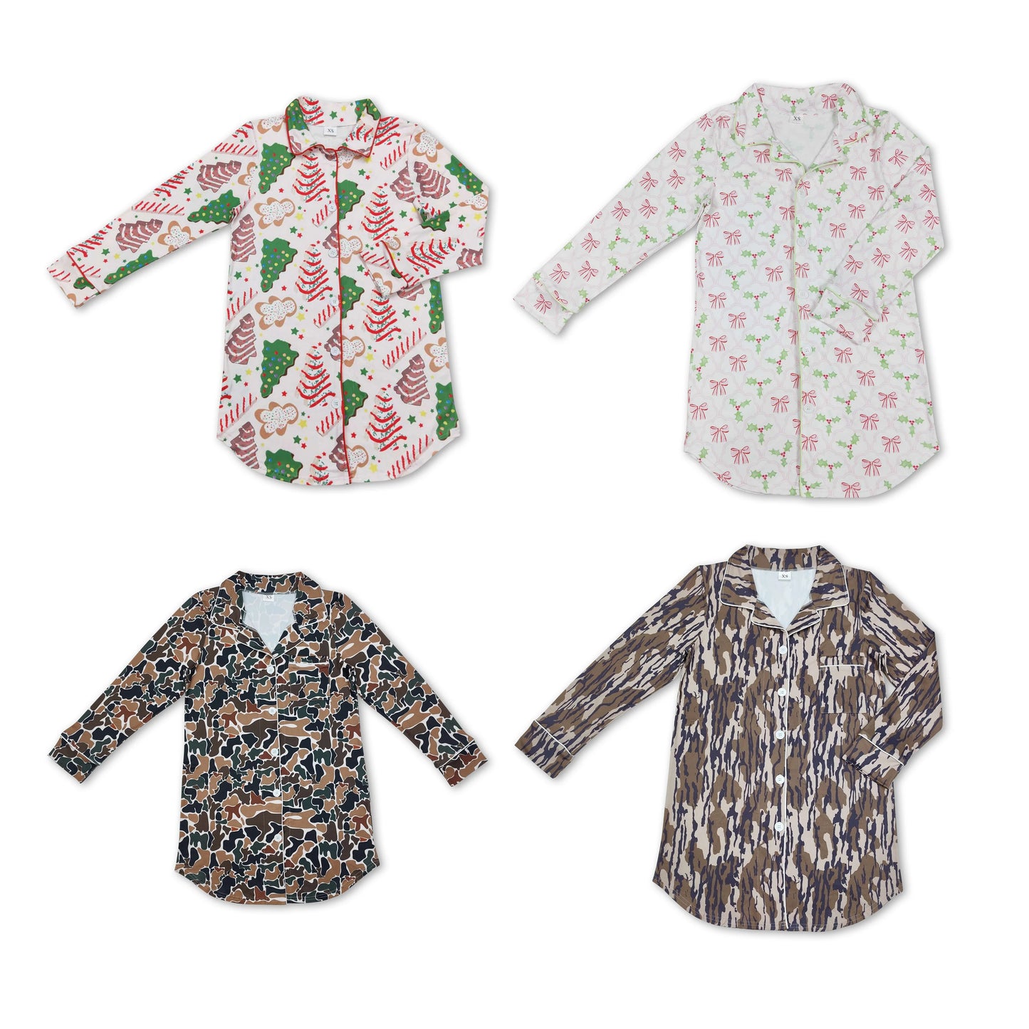 RTS NO MOQ Christmas Adult Button-Down Shirts: Christmas Series & Camouflage Series