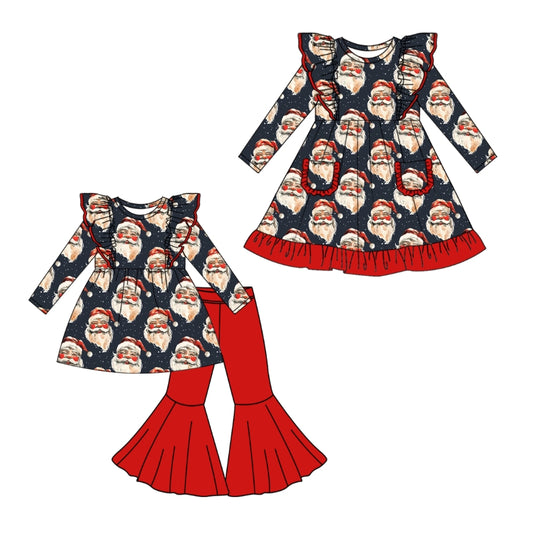 25.5.14 custom each style moq 5eta 4-6week Sibling Sisters Christmas aby girl long sleeve pants sets and dress match family design