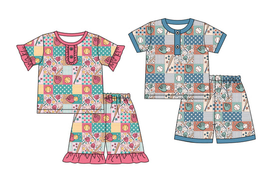 3.4 custom each style moq 5eta 4-6week Sibling Sister baby girls short sleeve set and set 7 match design