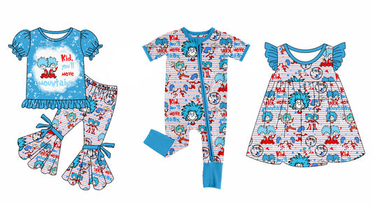 11.28 custom each style moq 5eta 4-6week Sibling Sister dr seuss baby girl sets and dress and rompers match family design