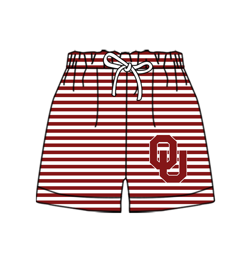 Custom moq 5 mix size milk silk summer teams Baby Red Striped Drawstring Shorts for Children Elastic Waist Kids Summer Shorts