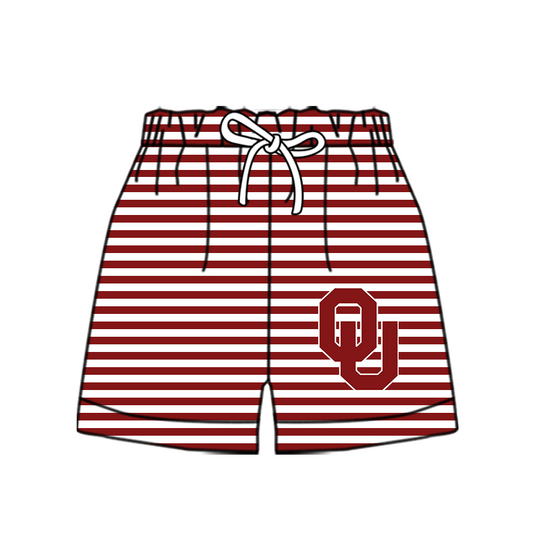 Custom moq 5 mix size milk silk summer teams Baby Red Striped Drawstring Shorts for Children Elastic Waist Kids Summer Shorts