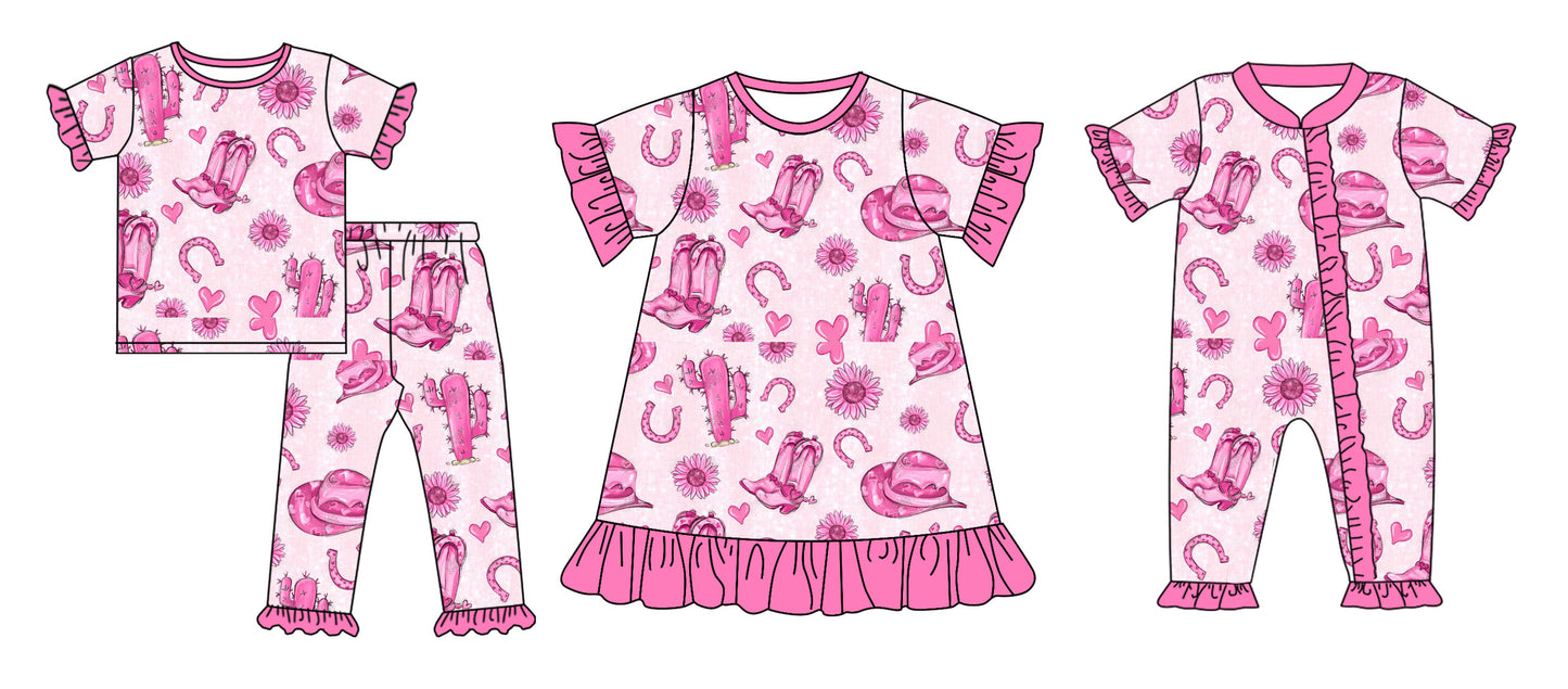 12.16 custom each style moq 5eta 4-6week Sibling Sister boot hats pink baby girl sets and dress and rompers match family design