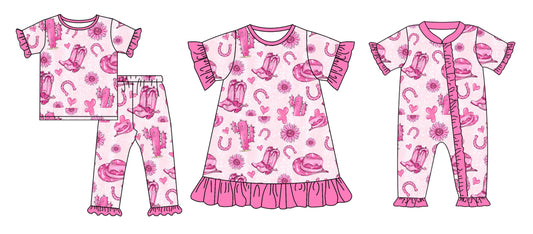 12.16 custom each style moq 5eta 4-6week Sibling Sister boot hats pink baby girl sets and dress and rompers match family design